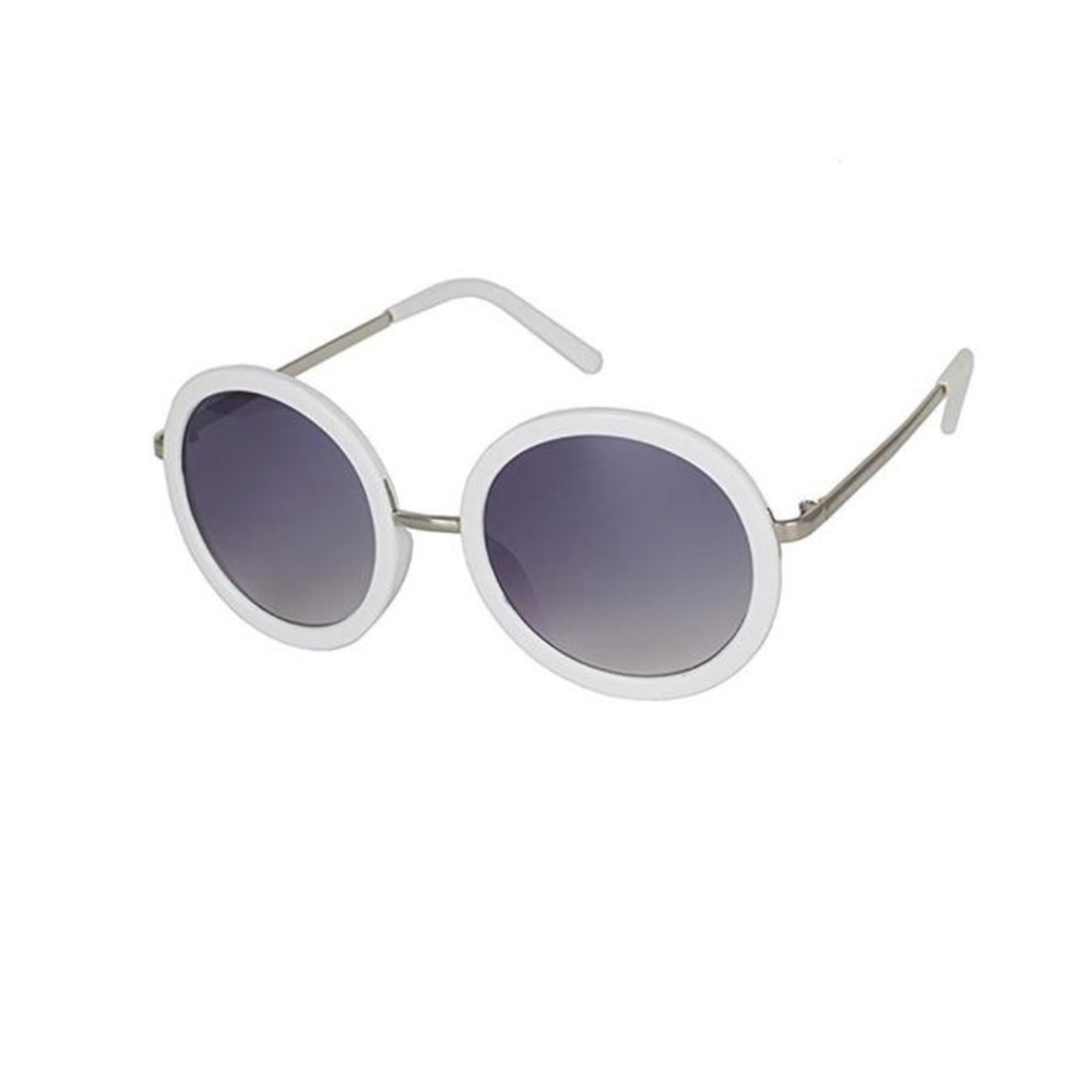 GAMT White Retro Style Round Metal Frame Sunglasses